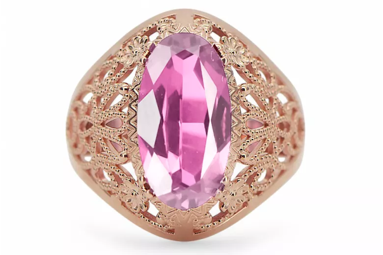 Ring Vintage style Amethyst Original Vintage 14K Rose Gold vrc074r